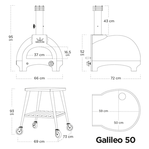 טאבון GALILEO 50 עם עגלה - תמונה ממוזערת 2